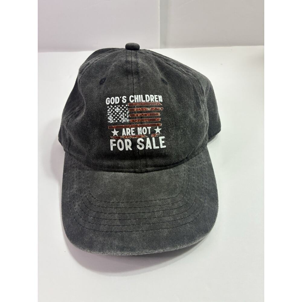 Vintage Style Gray Patriotic “God’s Children Are Not For Sale” Dad Hat